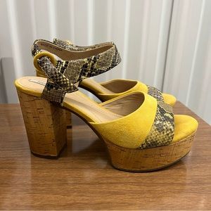 Geox Yellow & Snakeskin platform Heels